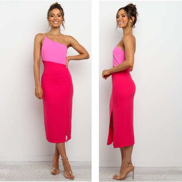 Petal & Pup Dresses & Skirts - Petal & Pup Xiomar One Shoulder Color Block Dress